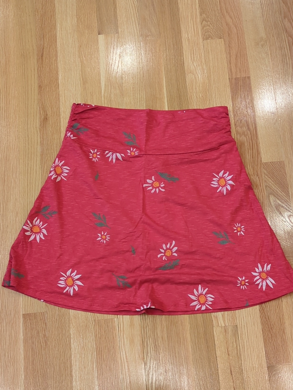 Granola Boho Girly Organic Cotton Toad&Co Red Floral A-Line Mini Skirt Large NWT